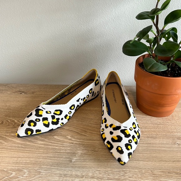 Jet' accompagne toujours Shoes - Jet' accompagne toujours Leopard Print Knit Washable Flats, 7.5